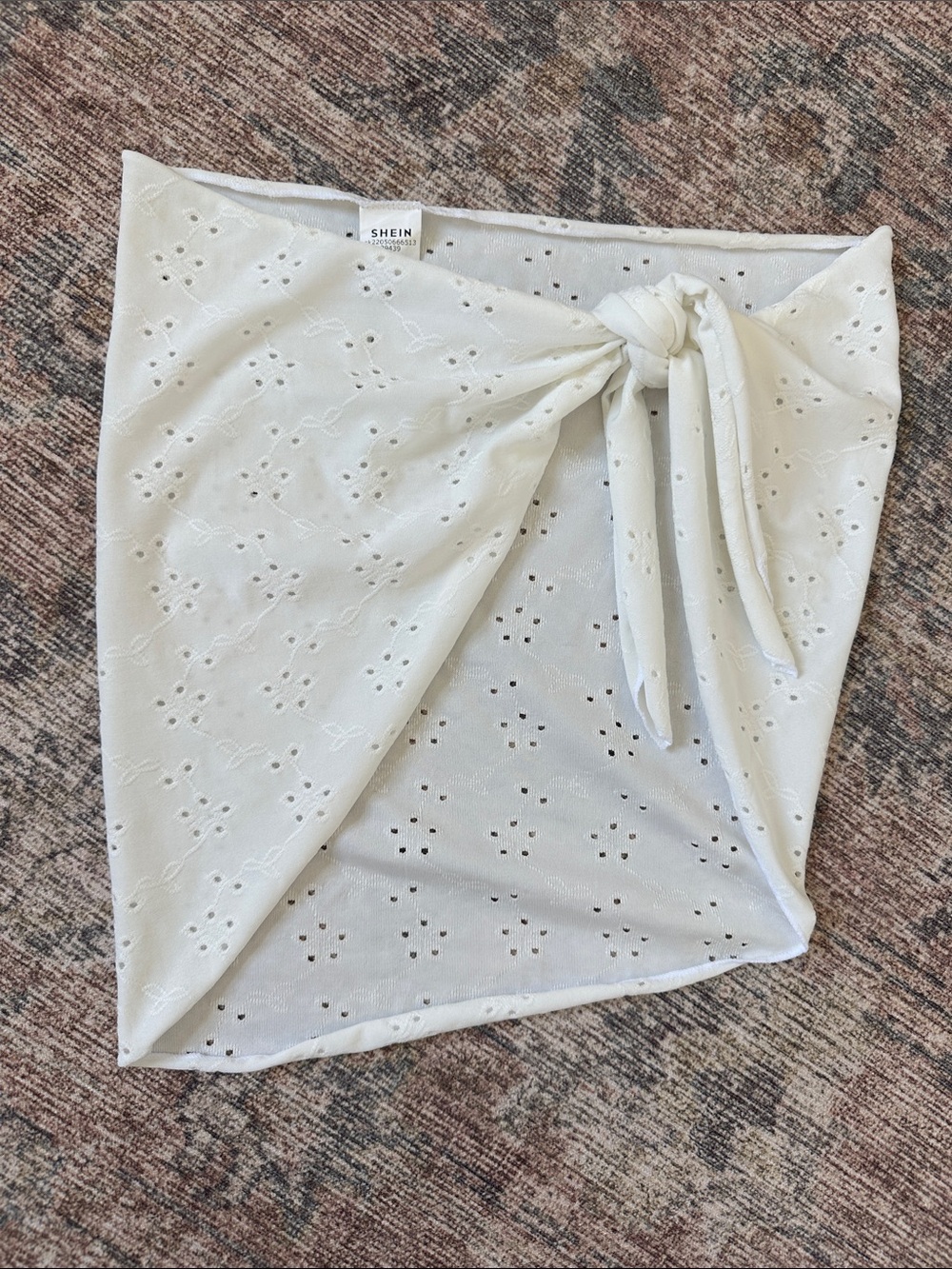 SHEIN White Eyelet Wrap Tie Cover up